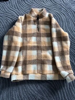 Men’s boohoo man plaid fleece quarter zip